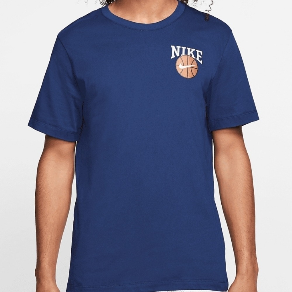 Nike Mens Navy DUNK ON YOU Short Sleeve Dri-Fit Basketball Shirt Size Medium
